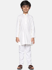 Boys Off White Colour Cotton Kurta Pyjama Set