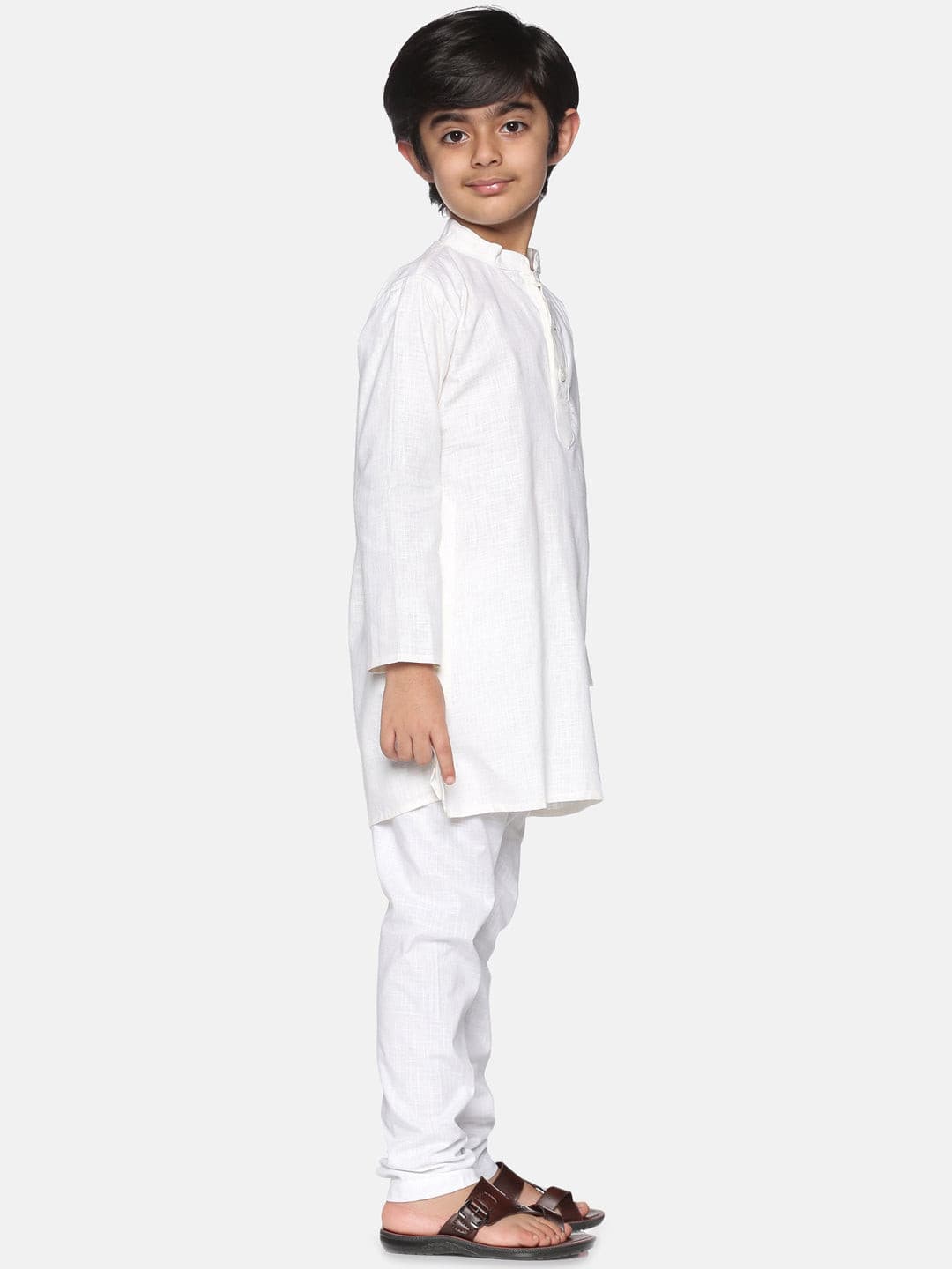 Boys Off White Colour Cotton Kurta Pyjama Set