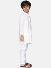 Boys Off White Colour Cotton Kurta Pyjama Set