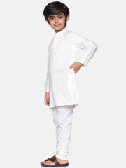 Boys Off White Colour Cotton Kurta Pyjama Set