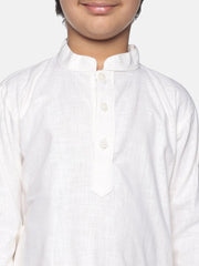 Boys Off White Colour Cotton Kurta Pyjama Set