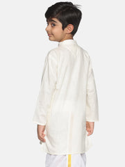 Boys Cream Colour Cotton Kurta