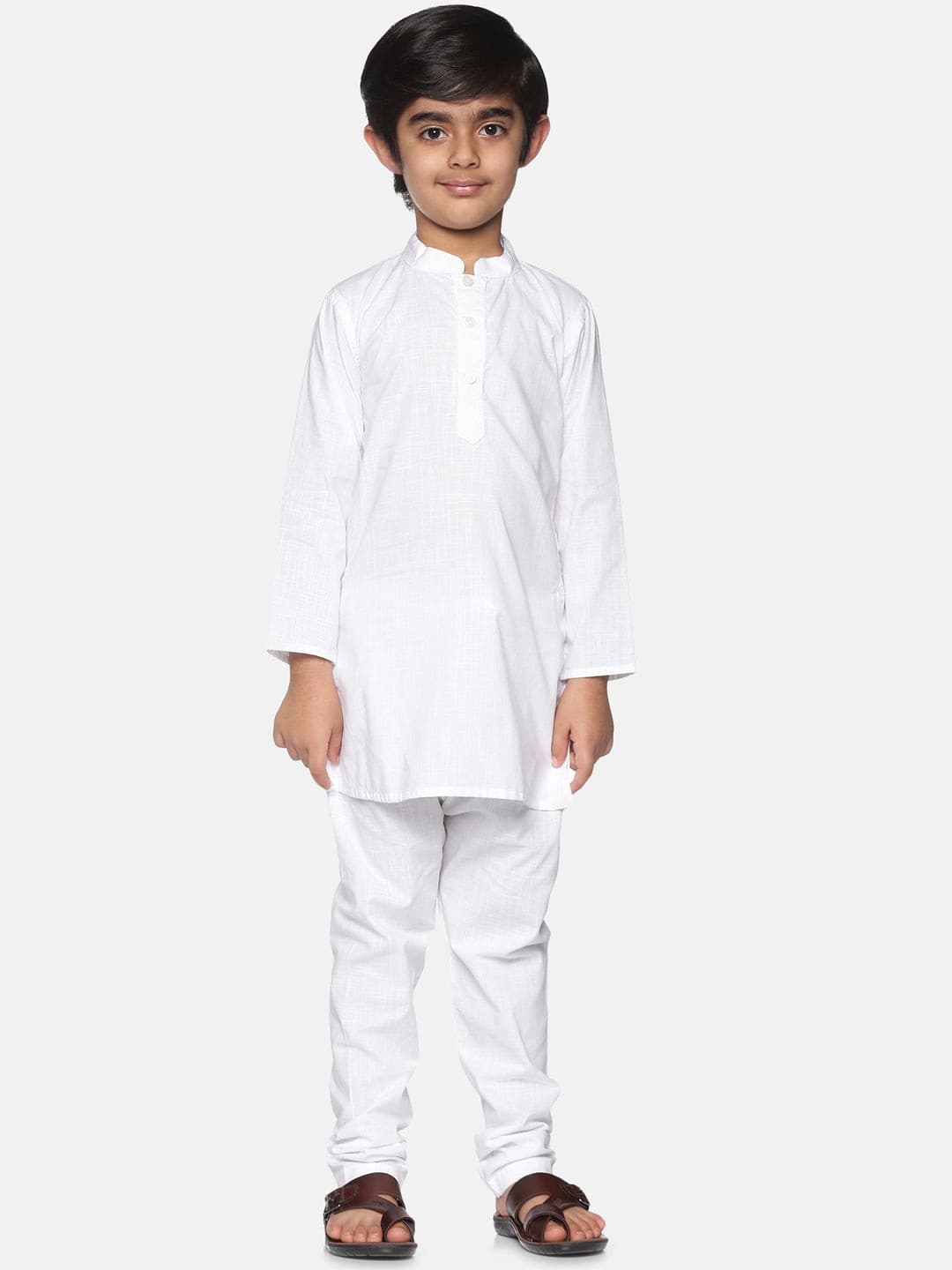 Boys White Colour Cotton Kurta Pyjama Set