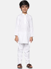Boys White Colour Cotton Kurta Pyjama Set