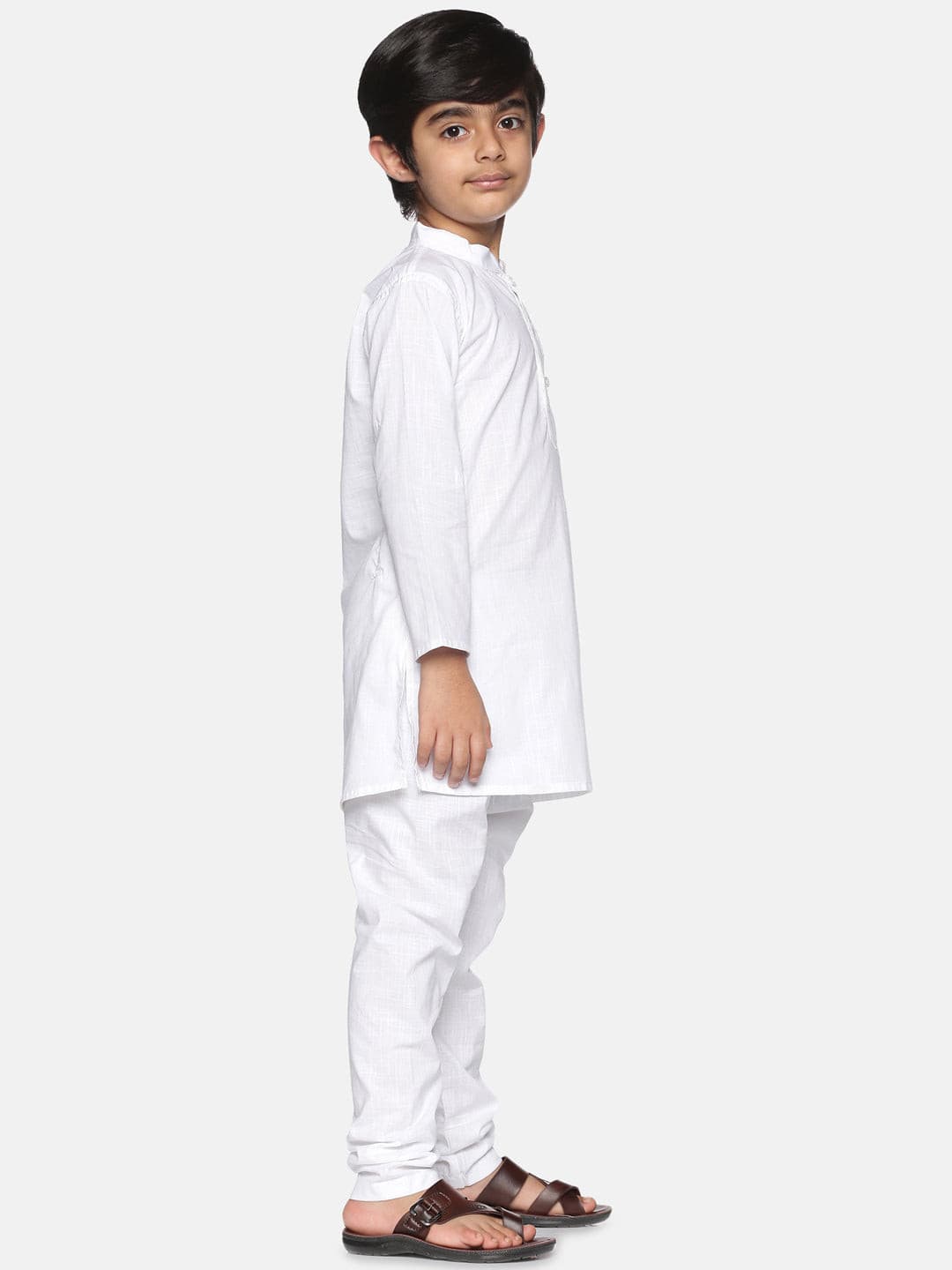 Boys White Colour Cotton Kurta Pyjama Set