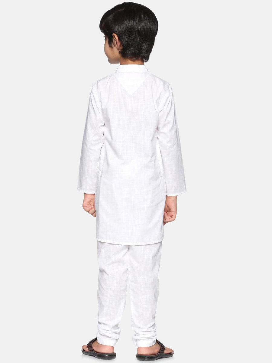 Boys White Colour Cotton Kurta Pyjama Set