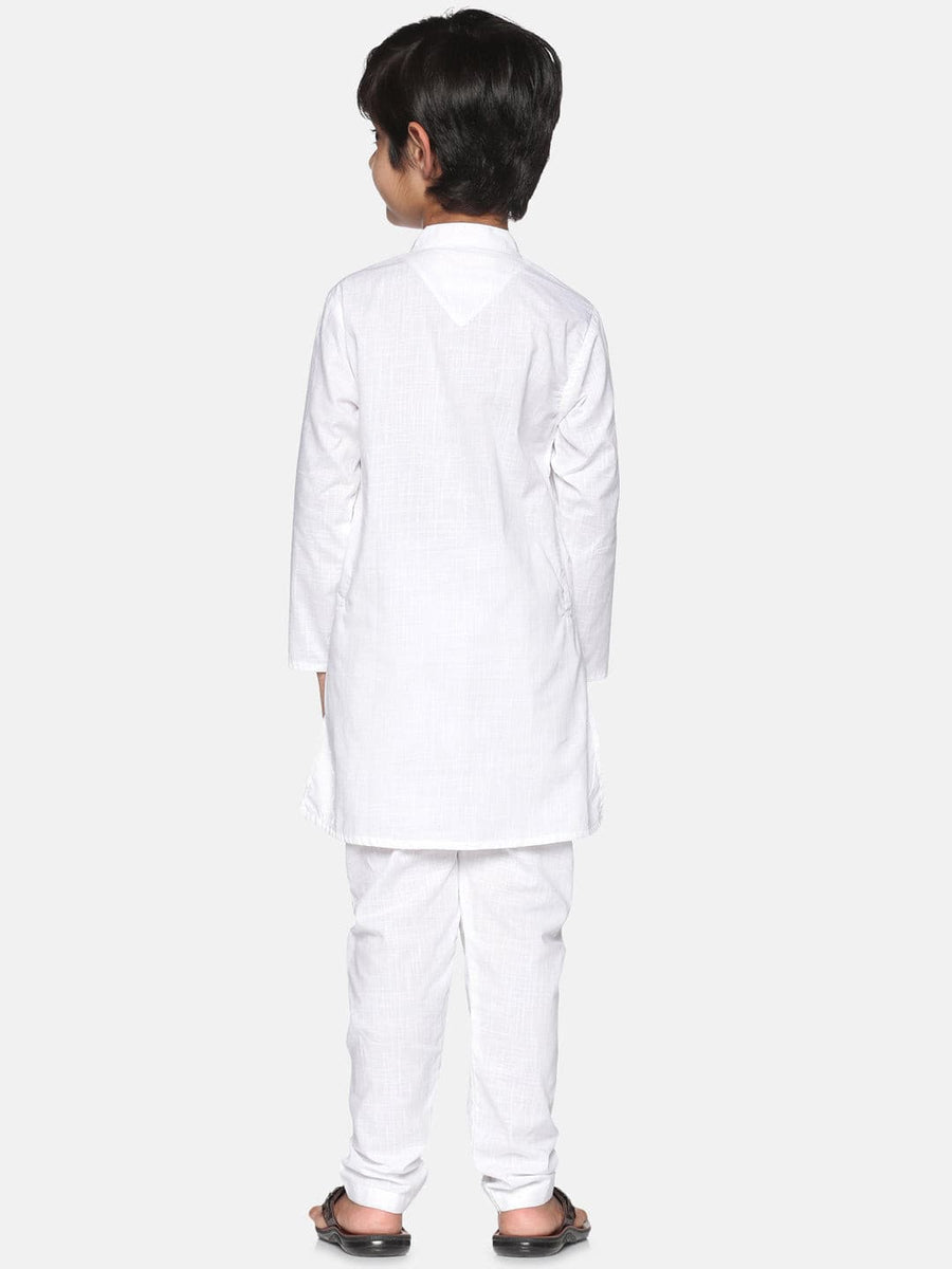 Boys White Colour Cotton Kurta Pyjama Set