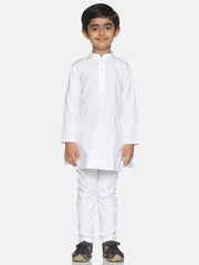 Boys White Colour Cotton Kurta Pyjama Set