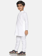 Boys White Colour Cotton Kurta Pyjama Set.