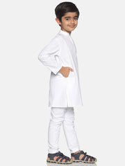 Boys White Colour Cotton Kurta Pyjama Set.