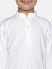 Boys White Colour Cotton Kurta Pyjama Set.