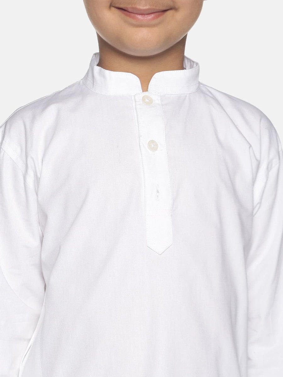 Boys White Colour Cotton Kurta Pyjama Set.