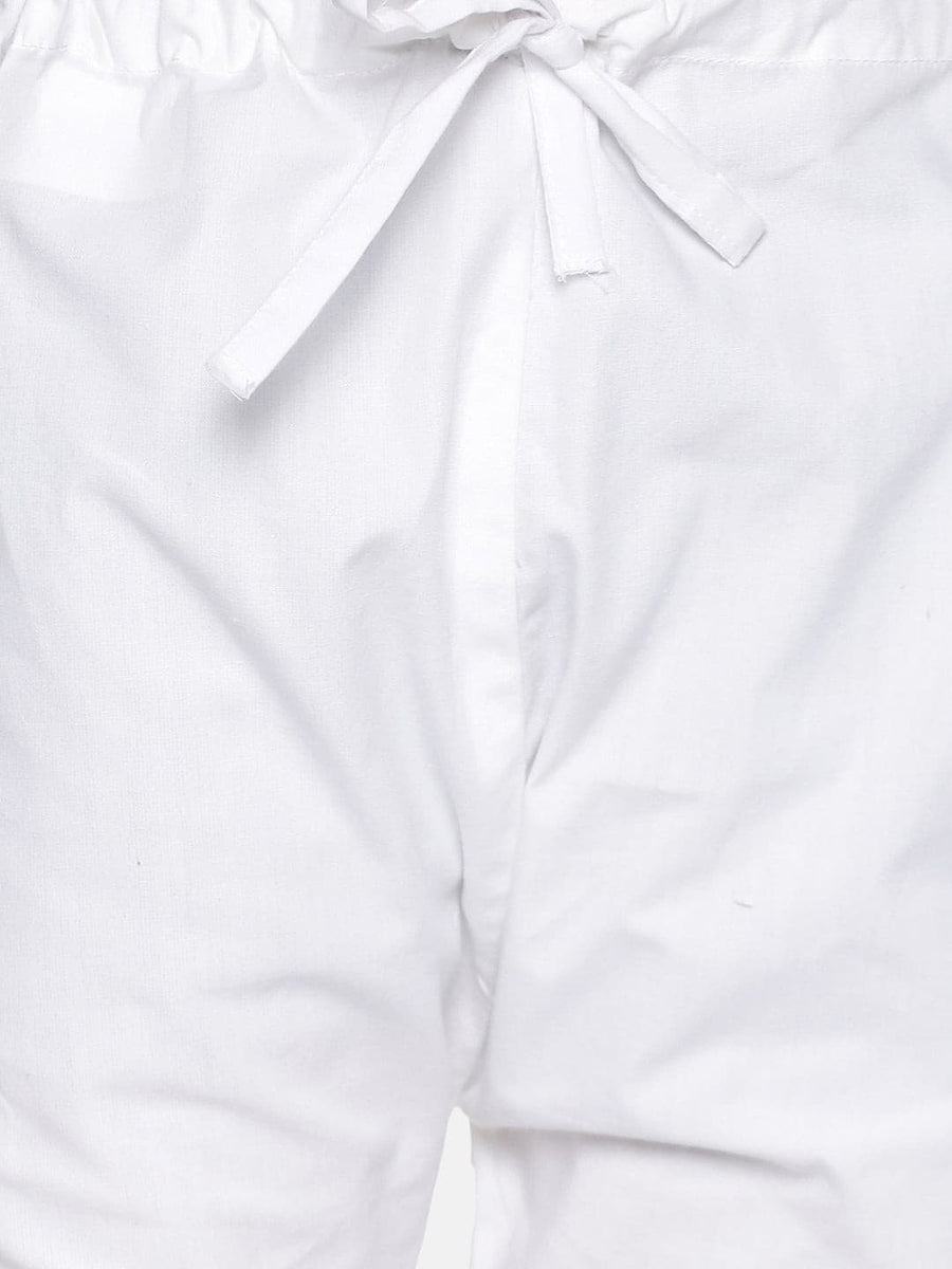 Boys White Colour Cotton Kurta Pyjama Set.