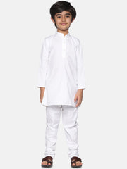 Boys White Colour Cotton Kurta Pyjama Set