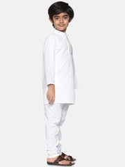 Boys White Colour Cotton Kurta Pyjama Set.