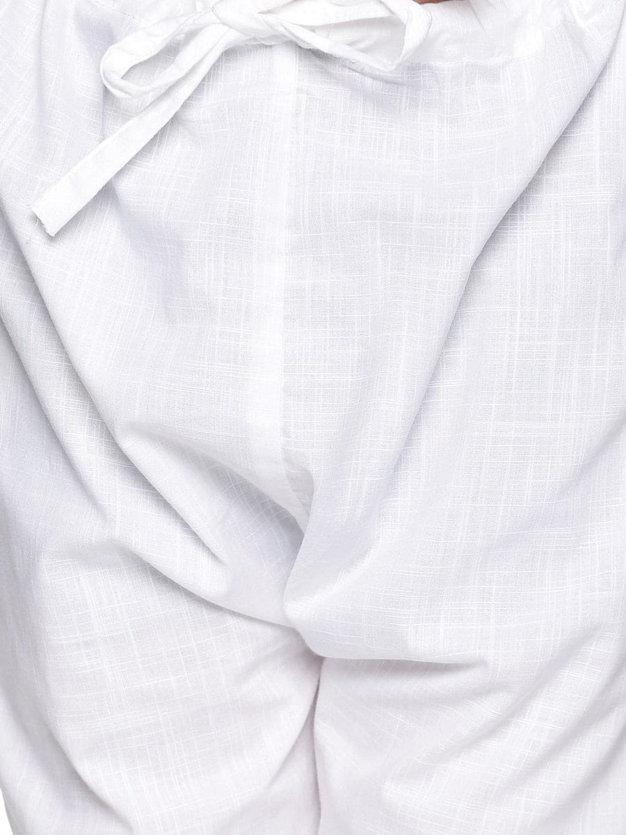 Boys White Colour Cotton Kurta Pyjama Set.