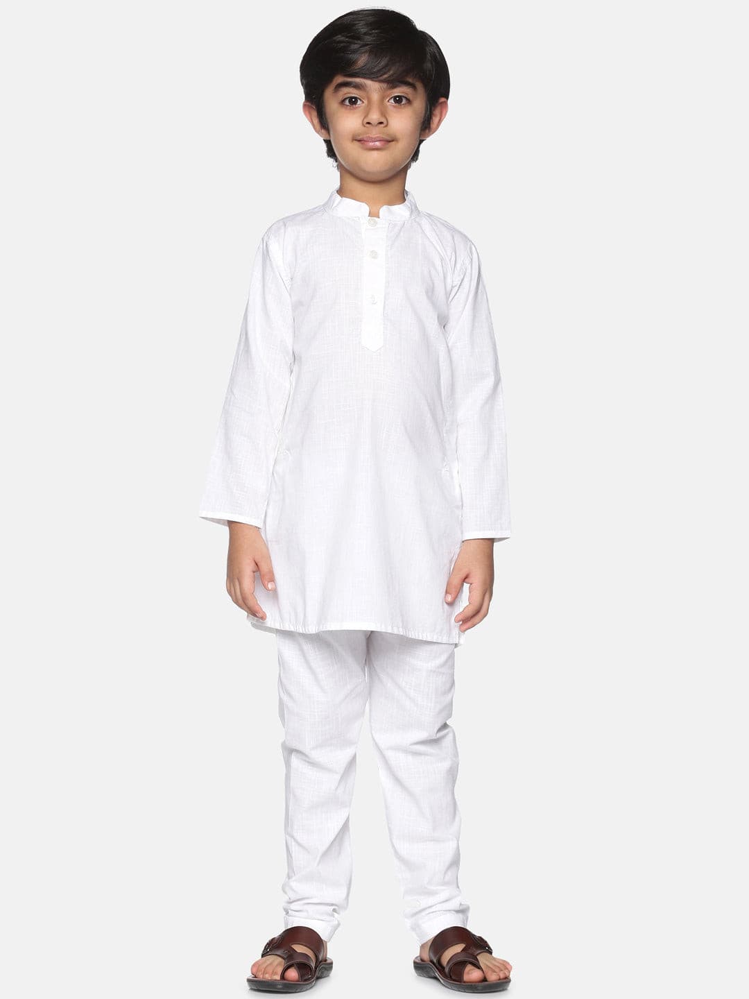 Boys White Colour Cotton Kurta Pyjama Set