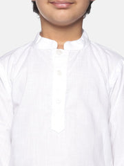 Boys White Colour Cotton Kurta Pyjama Set.