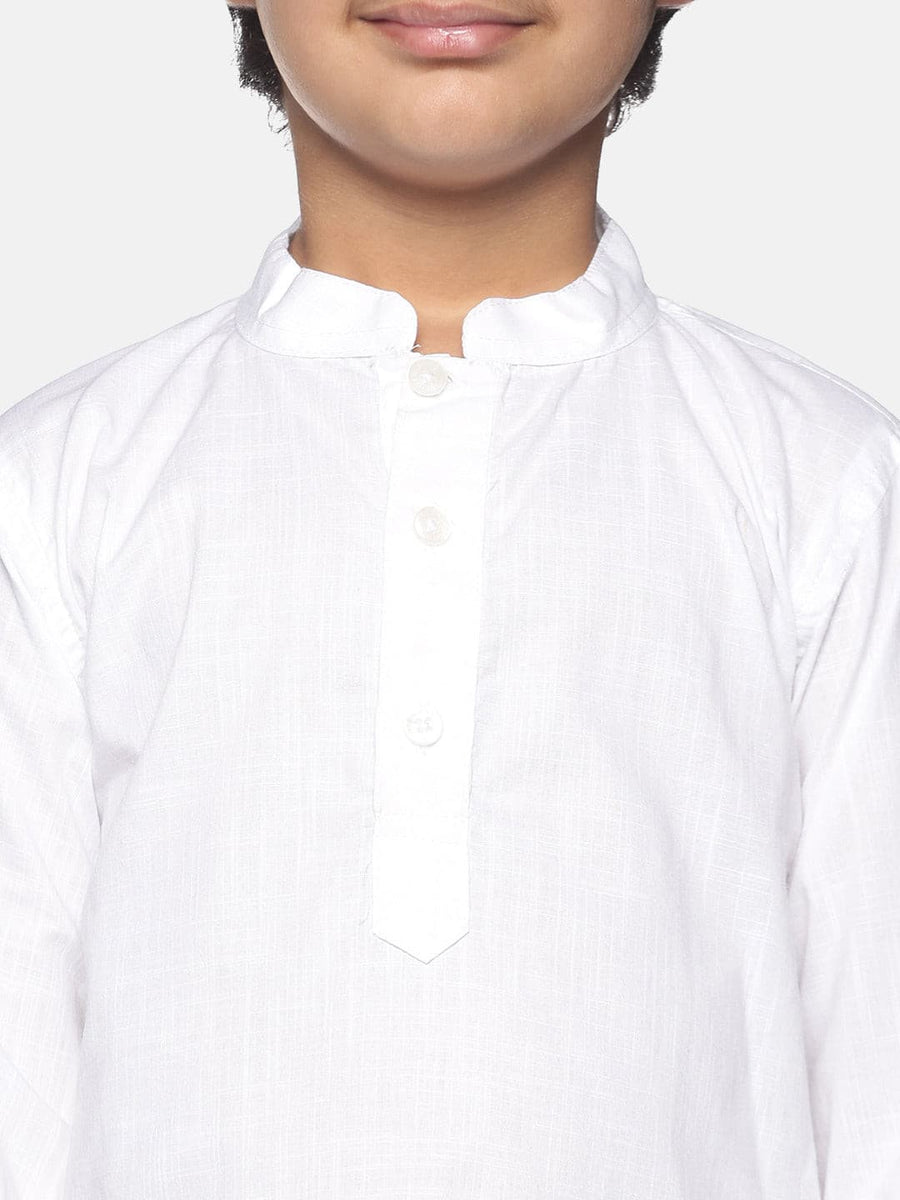 Boys White Colour Cotton Kurta Pyjama Set.