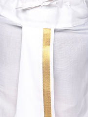 Boys Off White Colour Art Silk Kurta Dhoti Pant Set
