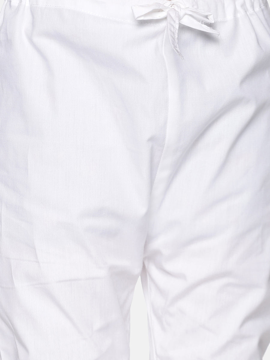 Boys Off White Colour Art Silk Kurta Pyjama Set