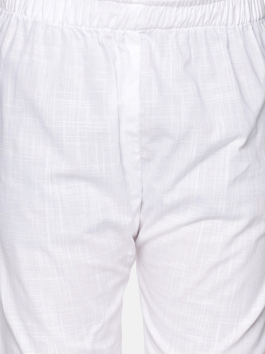 Boys Off White Colour Art Silk Kurta Pyjama Set