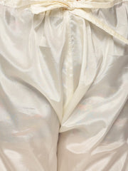 Boys Off White Colour Art Silk Kurta Pyjama Set.