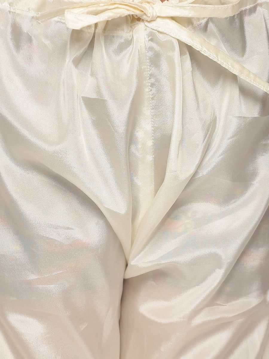 Boys Off White Colour Art Silk Kurta Pyjama Set.