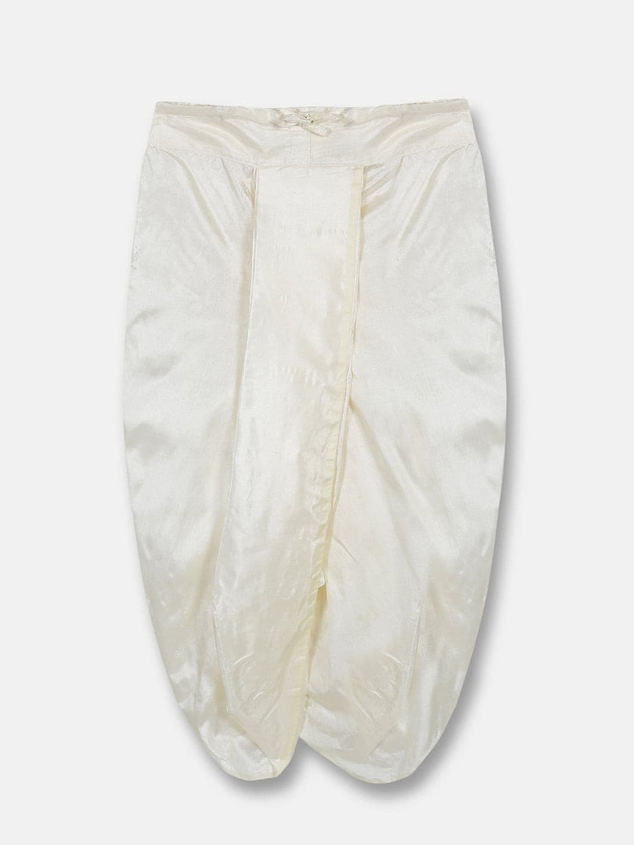 Boys Green Colour Art Silk Kurta Dhoti Pant Set.