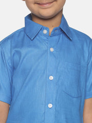 Boys Solid Colour Slub Cotton Readymade Shirt and Dhoti Set