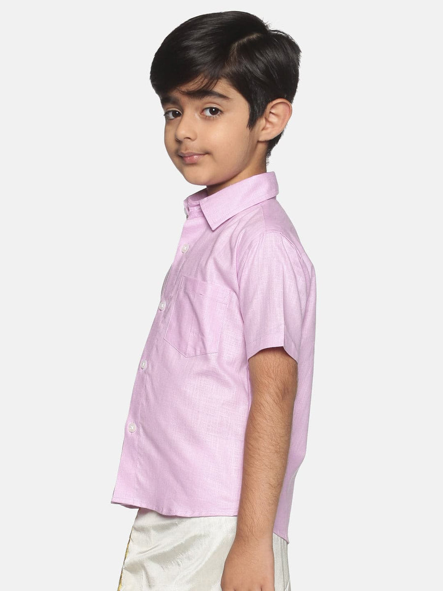 Boys Pink Colour Cotton Shirt.