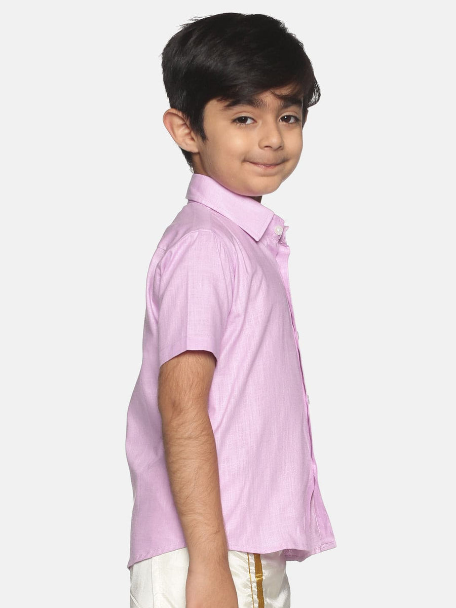 Boys Pink Colour Cotton Shirt.
