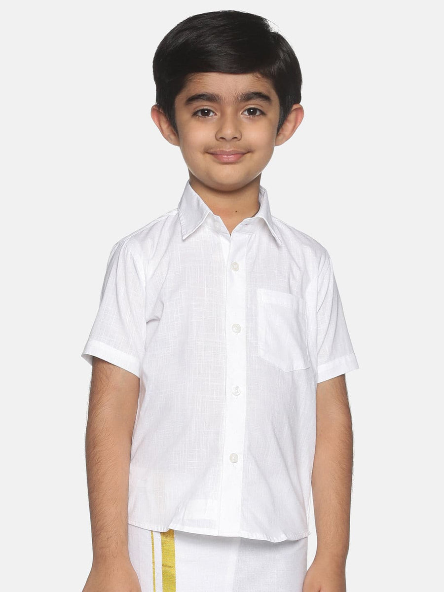 Boys White Colour Cotton Shirt