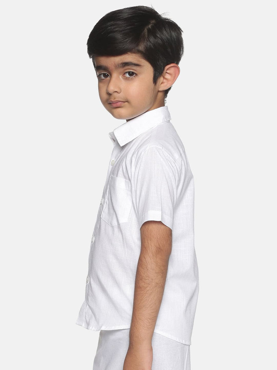 Boys White Colour Cotton Shirt.