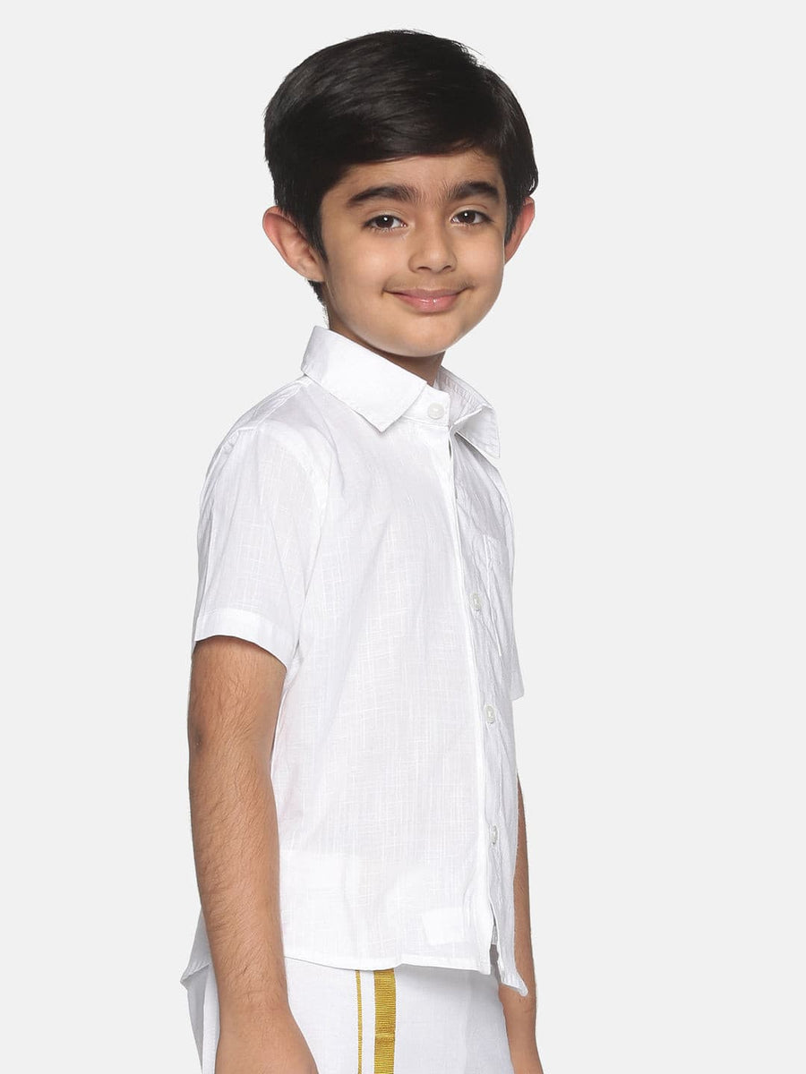 Boys White Colour Cotton Shirt.