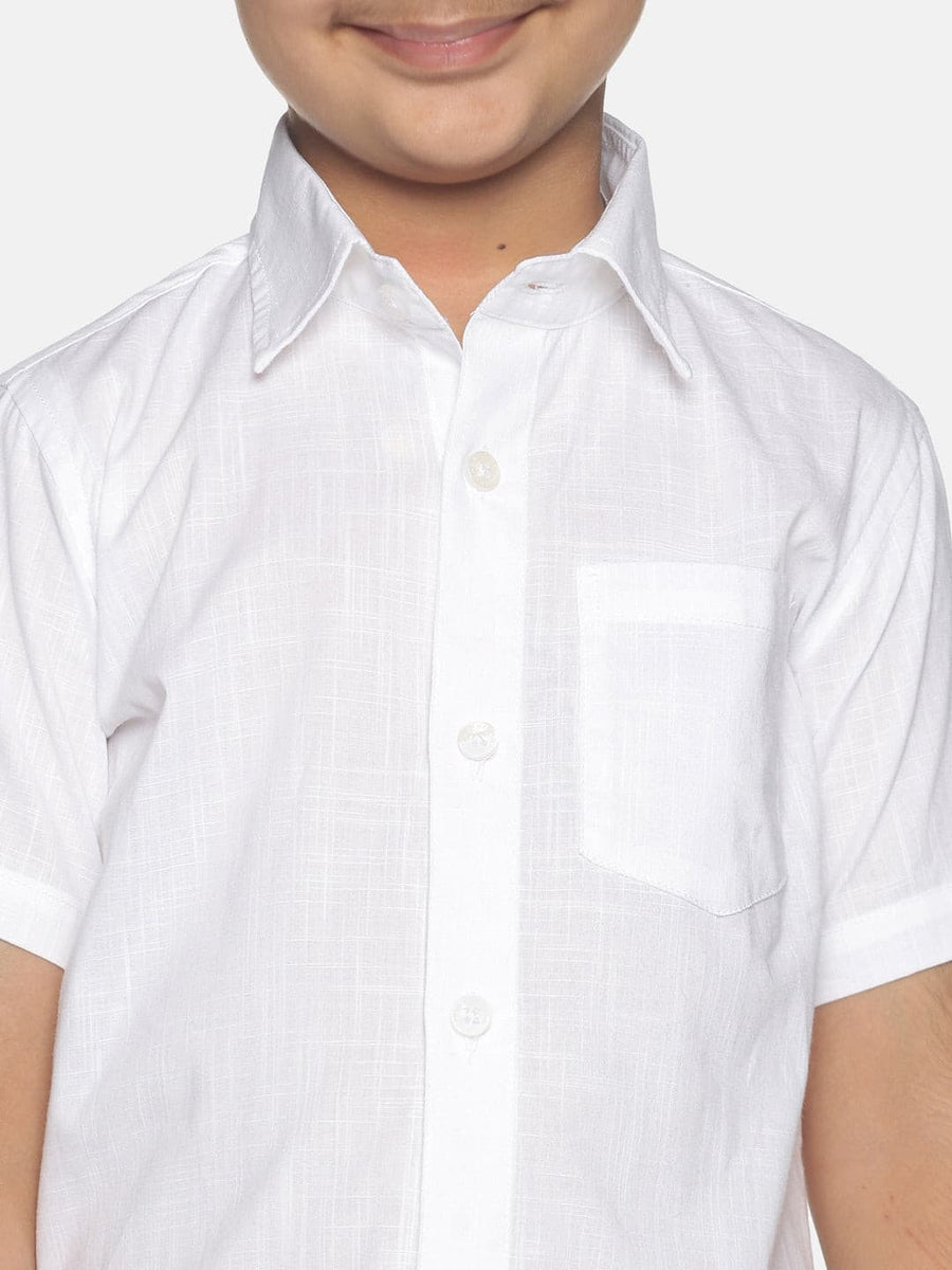 Boys White Colour Cotton Shirt.