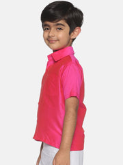 Boys Pink Colour Polyester Shirt