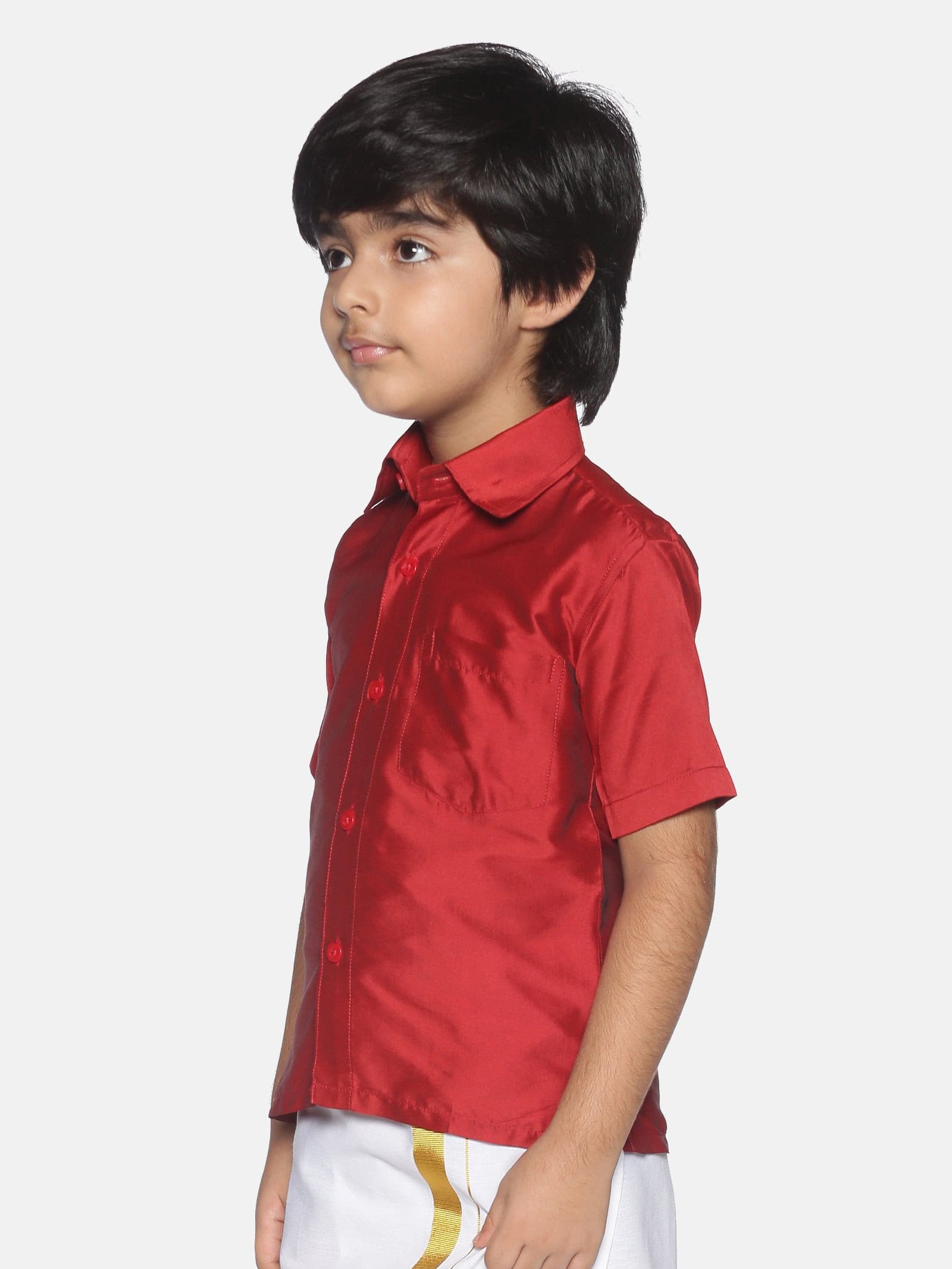 Boys Red Colour Polyester Shirt