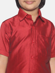 Boys Red Colour Polyester Shirt