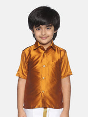 Boys Mustard Colour Polyester Shirt
