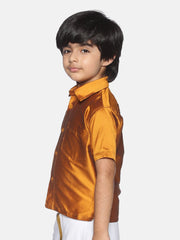 Boys Mustard Colour Polyester Shirt