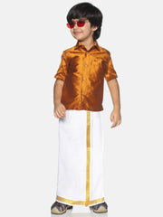 Boys Mustard Colour Polyester Shirt