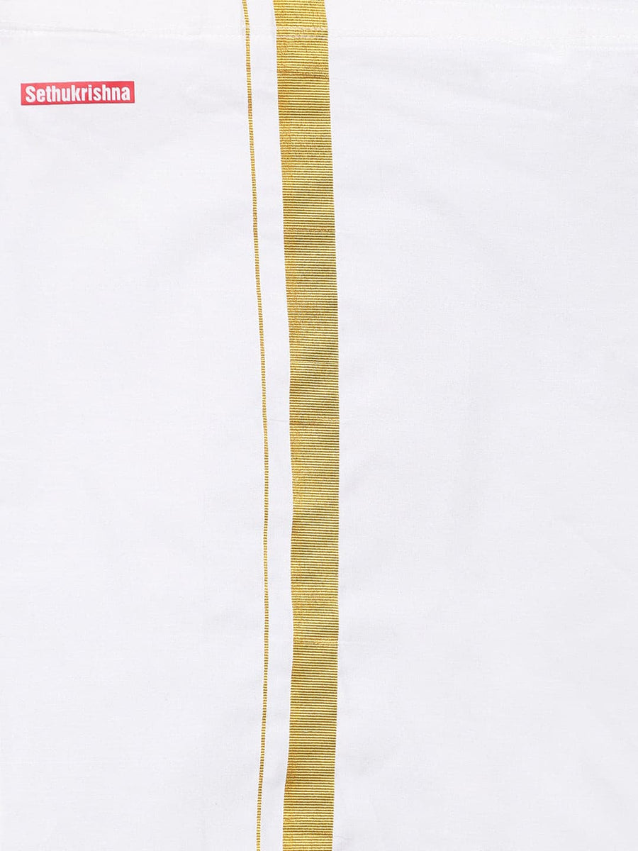 Boys Solid Cream Shirt And Dhoti Set.