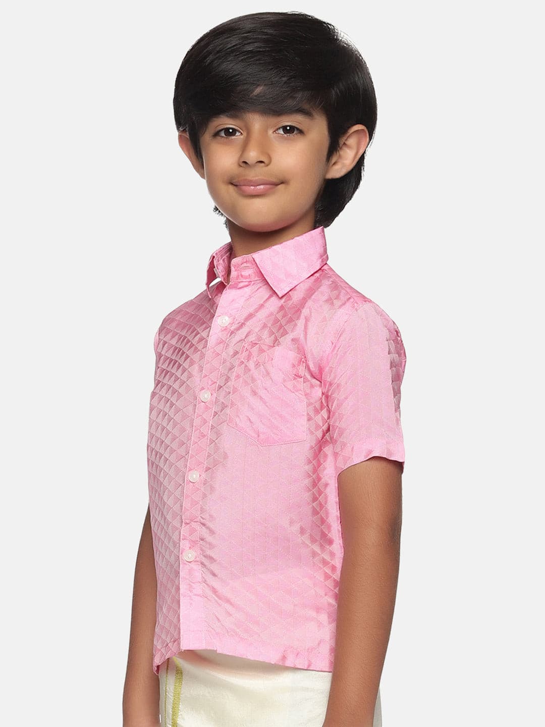 Boys Pink Colour Art Silk Shirt.