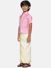 Boys Pink Colour Art Silk Shirt.