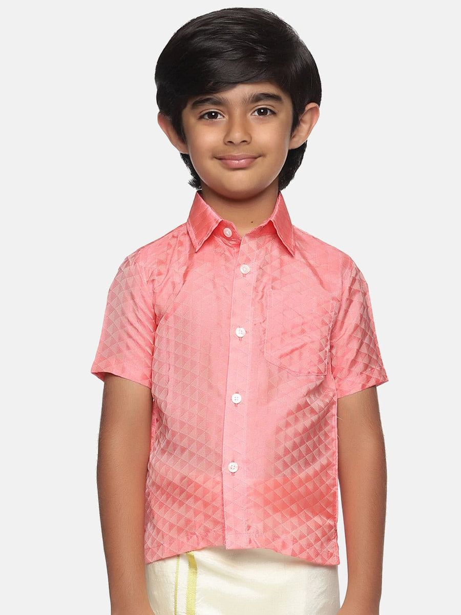 Boys Red Colour Art Silk Shirt