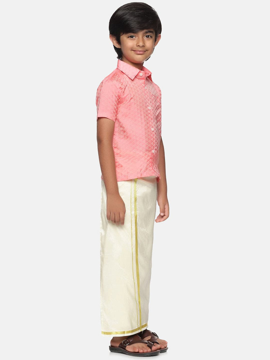 Boys Red Colour Art Silk Shirt.