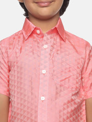 Boys Red Colour Art Silk Shirt.