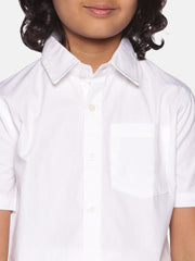 Boys White Colour Cotton Readymade Shirt With Dhoti Set