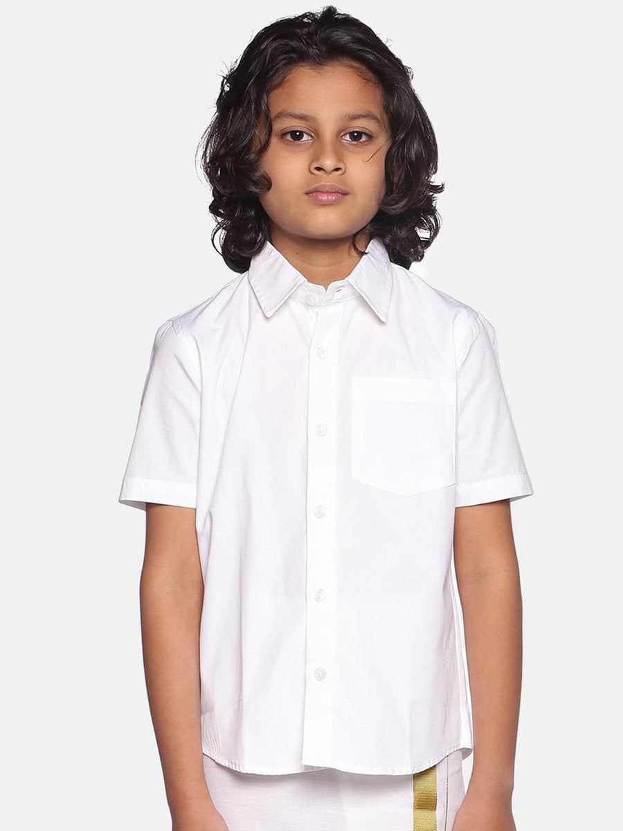 Boys White Colour Cotton Shirt